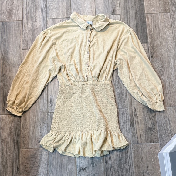 Free People Beach Yellow Shane Mini Dress Cover Up Size Medium - Picture 4 of 9